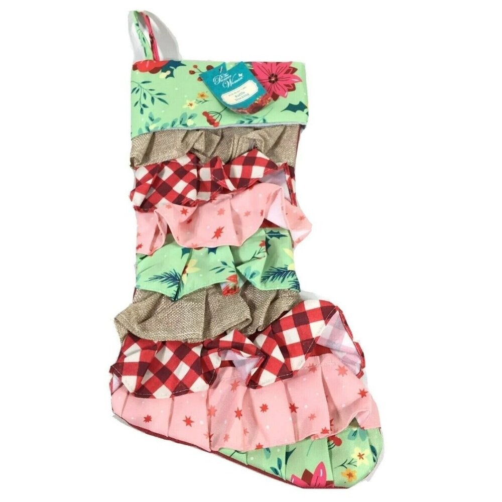 The Pioneer Woman 17" Retro Holiday Floral Christmas Stocking Multicolor